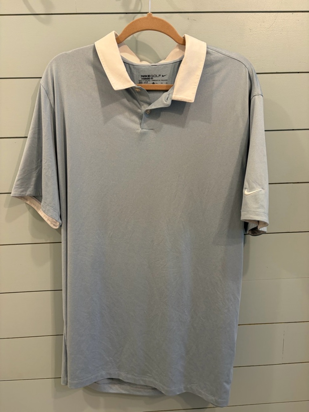 Nike Golf Men's Dri-Fit Light Blue Polo with White Collar